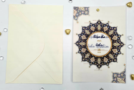 Moroccan Design Translucent Floral Vellum Invitation ABC 1162