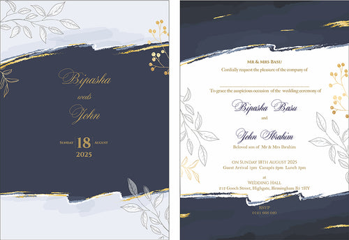 Load image into Gallery viewer, Blue Abstract Design Translucent Vellum Overlay Invitation ABC 1164
