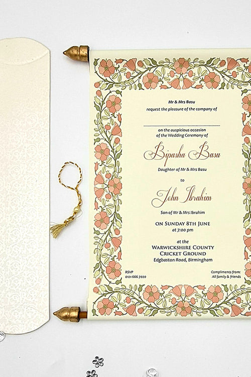Load image into Gallery viewer, Scroll Gold Floral Wedding Invitation - ABC 1475
