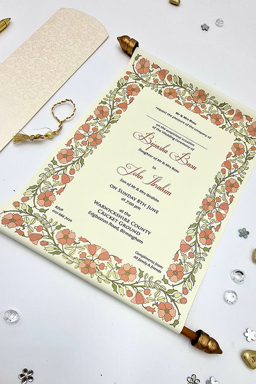 Load image into Gallery viewer, Scroll Gold Floral Wedding Invitation - ABC 1475
