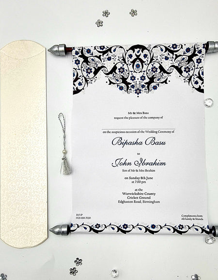 Scroll Silver Wedding Invitation - ABC 1476