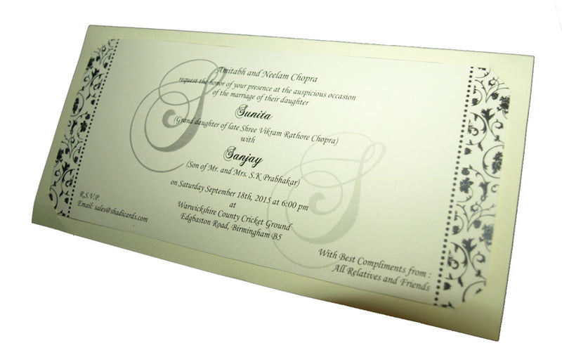Traditional Indian wedding card with Ganesh design and red print shaddicard