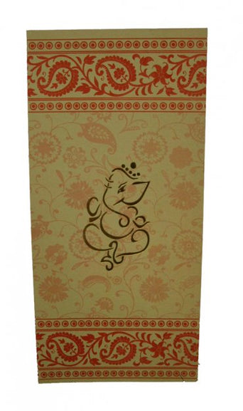 ABC 368 Cream and Red Paisley Ganesh Invitation