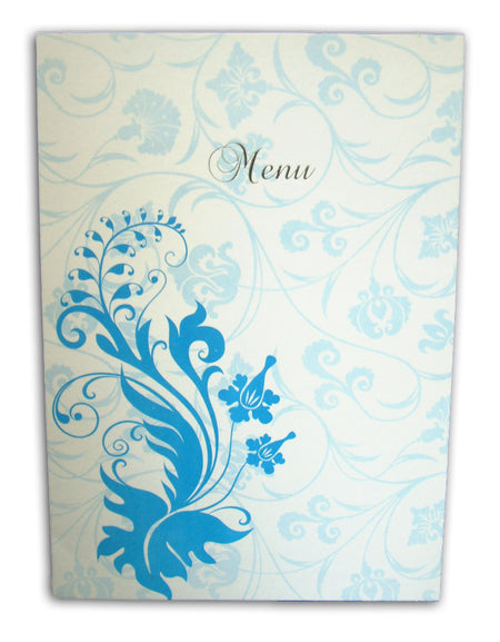 ABC 430 Blue flourish wedding table menu