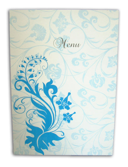 ABC 430 Blue flourish wedding table menu