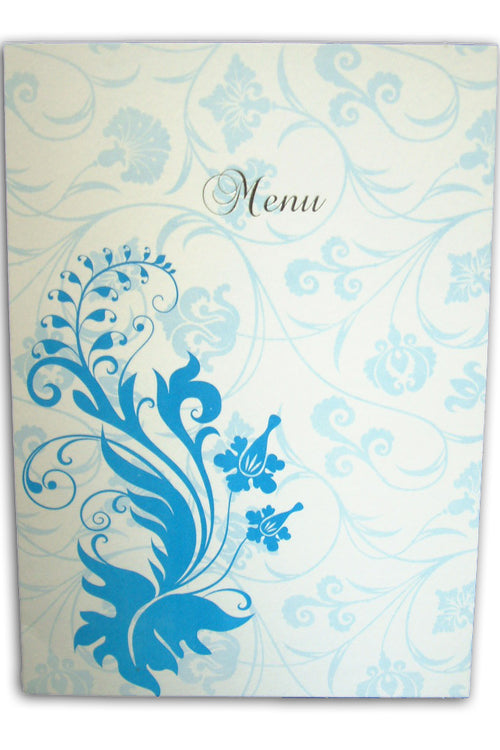 Load image into Gallery viewer, ABC 430 Blue flourish wedding table menu
