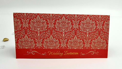 Load image into Gallery viewer, Close-up detail of ABC 443 Invitation, highlighting the gold letterpressed &#39;Wedding Invitation&#39; text at the bottom center, adding a luxurious touch to the design
