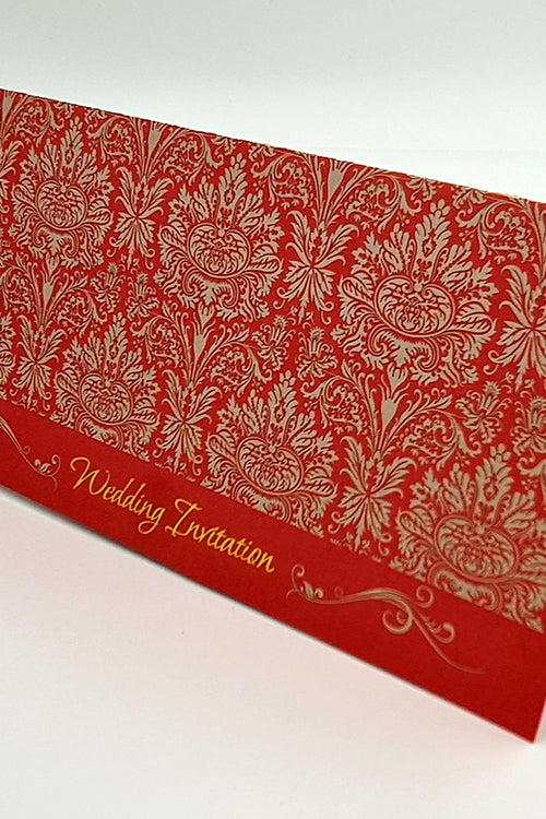Load image into Gallery viewer, Traditional Damask Red Wedding Invitation ABC 443
