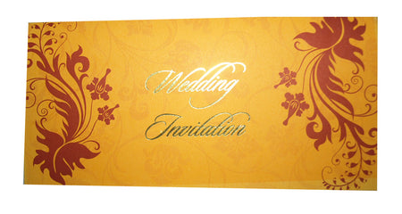 Maroon and Orange / old gold Flourish Wedding invitation ABC 446