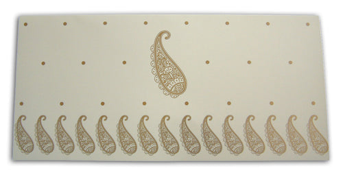 Load image into Gallery viewer, Asian Indian style paisley dots cream Invitation card with a gold overprint ABC 450

