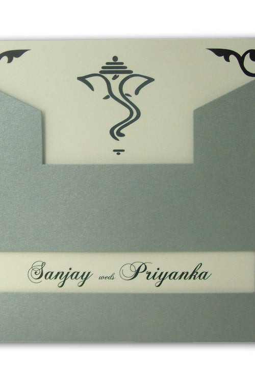 Load image into Gallery viewer, ABC 466 antique silver sleeve Hindu invitation
