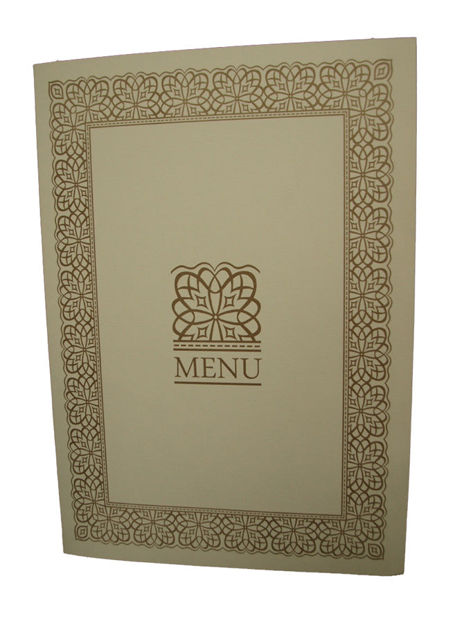 ABC 497 Cream and Gold border party table menu