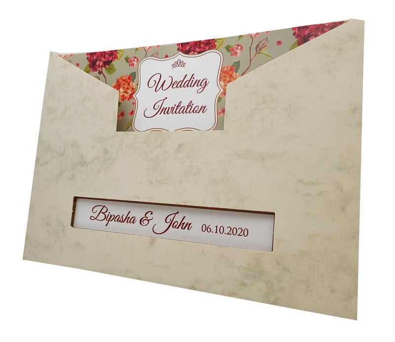 Marble Pocket Floral Invitation ABC 518