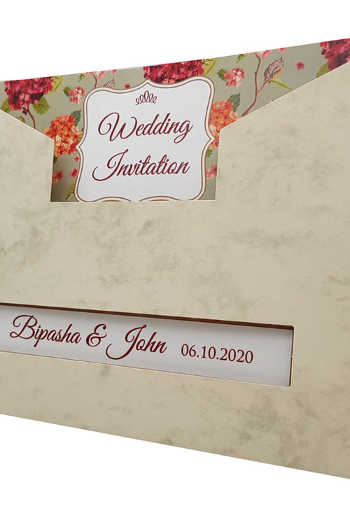 Load image into Gallery viewer, Marble Pocket Floral Invitation ABC 518

