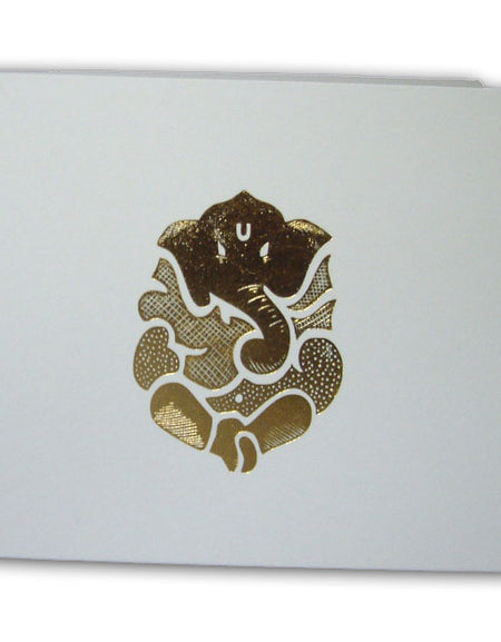 Budget white golden Ganesh Indian Hindu invitations ABC 530