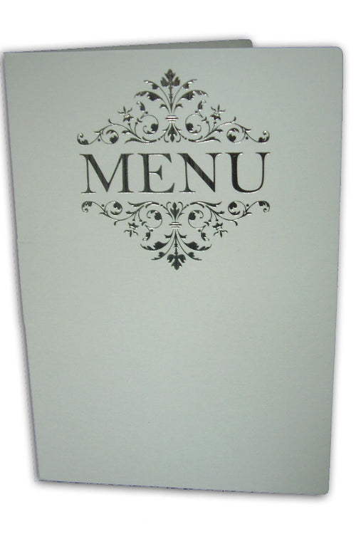 Load image into Gallery viewer, ABC 532 Personalised white and silver table party menu
