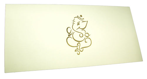 Load image into Gallery viewer, ABC 579 Simple Cream and Gold Hindu Ganesh Invitation Card

