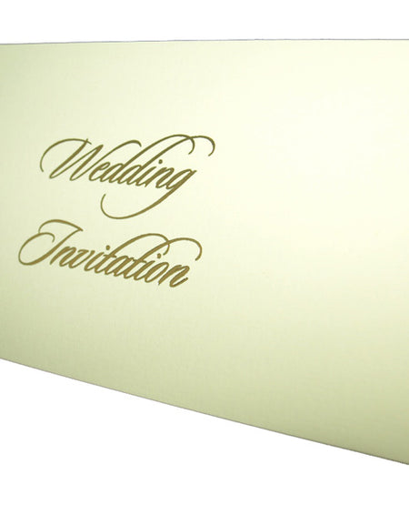 ABC 582 simple plain cream folded Wedding Invitation