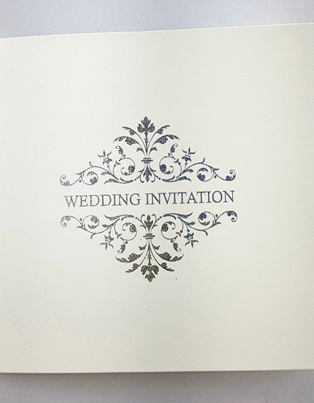 ABC 594 Simple white and silver Budget Wedding Invitation Card Design