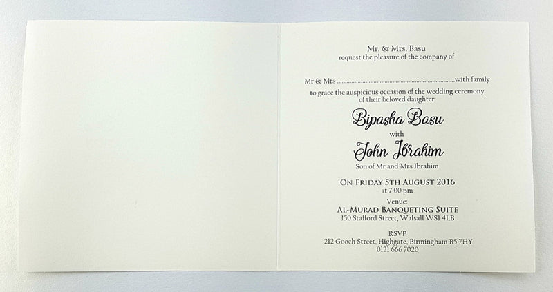 ABC 594 Simple white and silver Budget Wedding Invitation Card Design