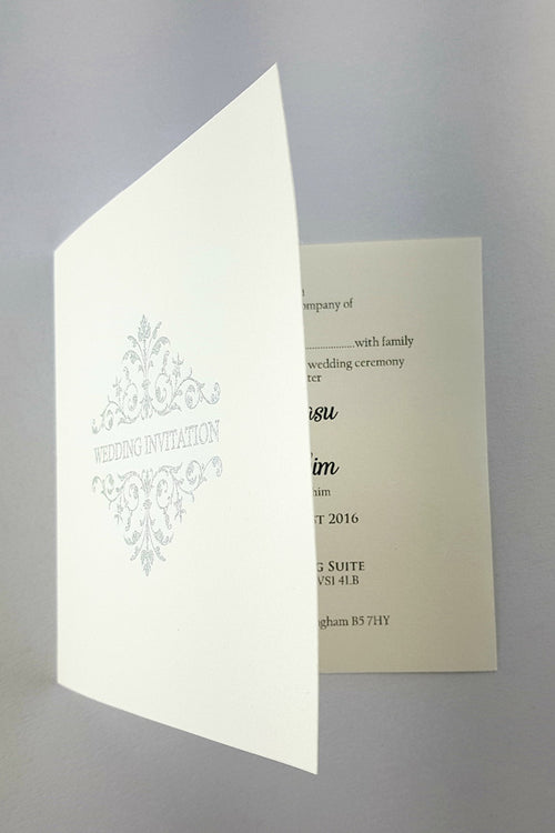 Load image into Gallery viewer, ABC 594 Simple white and silver Budget Wedding Invitation Card Design
