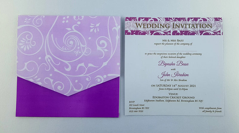 ABC 603 Purple Pocket Invitation