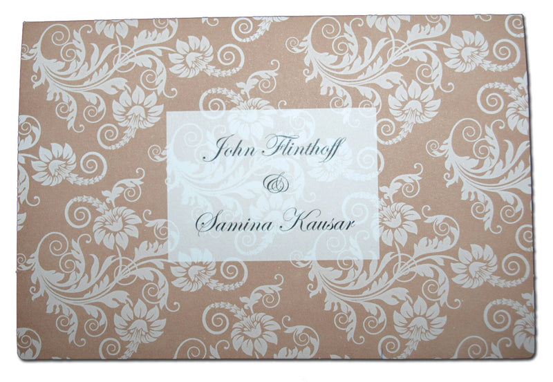 ABC 606 Chocolate brown floral party invitation