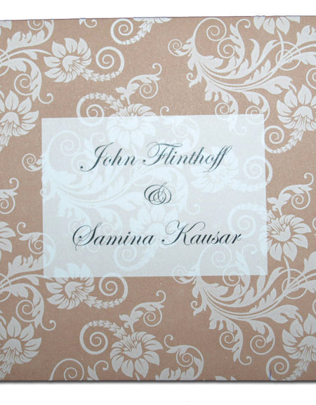 ABC 606 Chocolate brown floral party invitation