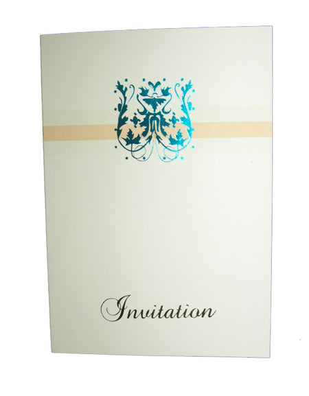 Budget range Peach and Turqouise Foiled Cheap Invitation ABC 653