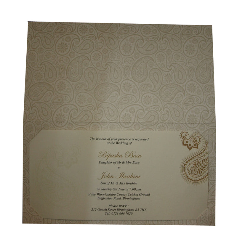 ABC 730 Asian Paisley background Foiled Invitation