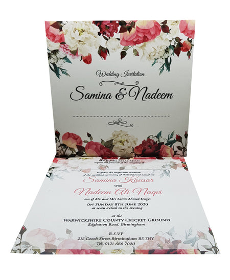 Floral Envelopment Pocket Personalised Invitation ABC 877