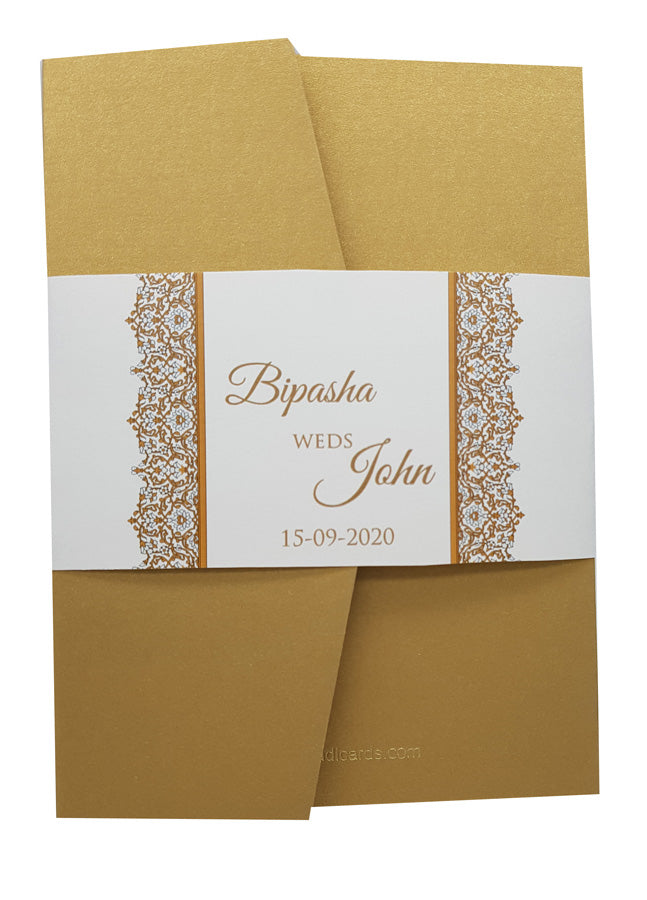 Luxurious Gold Pocketfold Invitation ABC 882