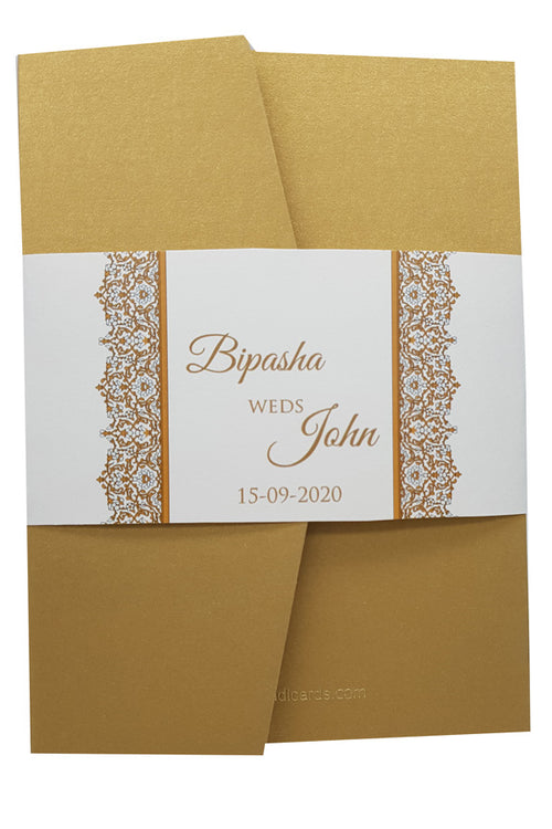 Load image into Gallery viewer, Luxurious Gold Pocketfold Invitation ABC 882
