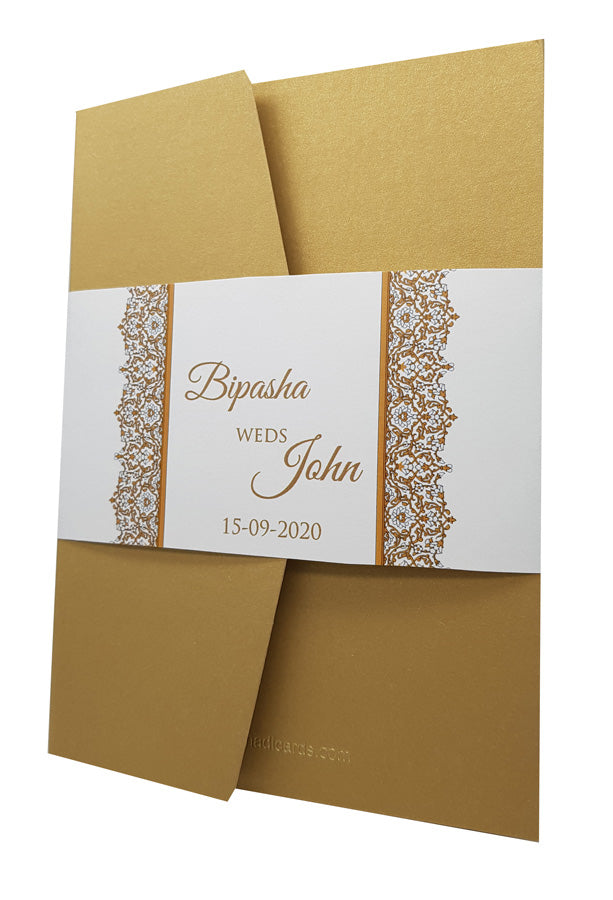 Luxurious Gold Pocketfold Invitation ABC 882