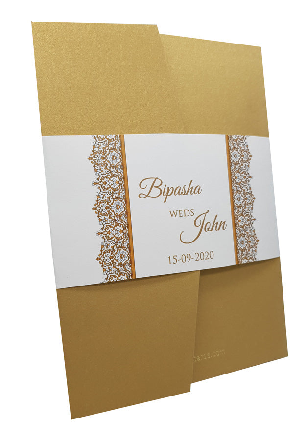 Luxurious Gold Pocketfold Invitation ABC 882