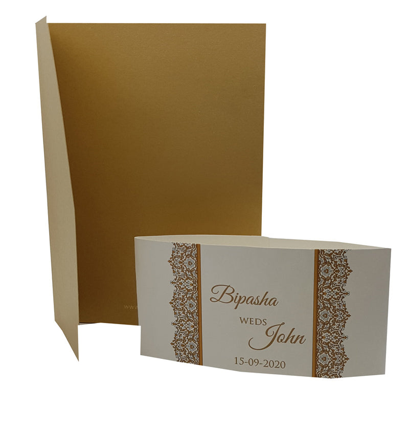 Luxurious Gold Pocketfold Invitation ABC 882