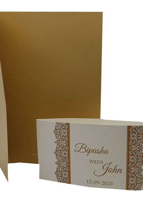 Load image into Gallery viewer, Luxurious Gold Pocketfold Invitation ABC 882
