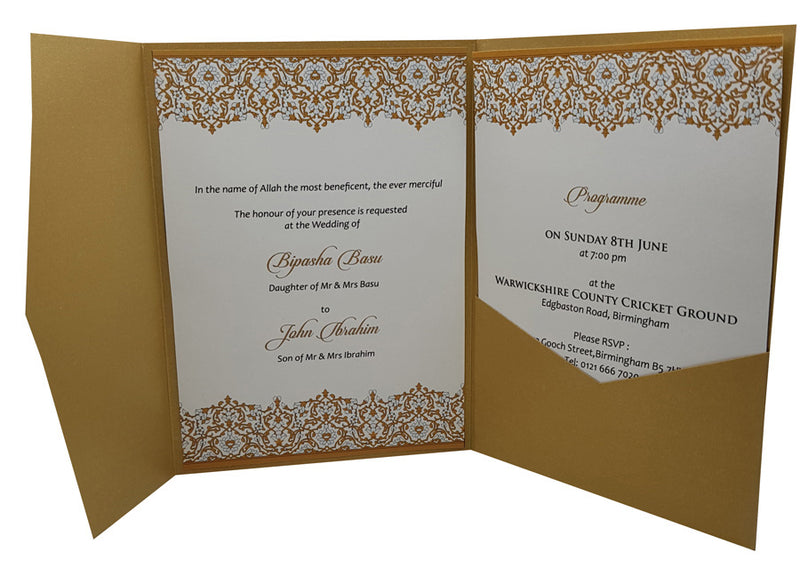 Luxurious Gold Pocketfold Invitation ABC 882