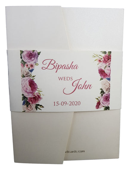 Elegant Rose Pocketfold Invitation ABC 883