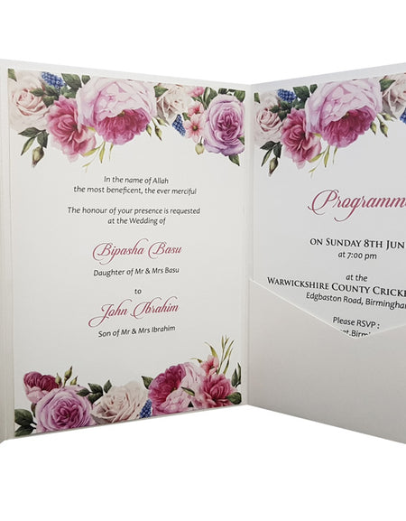 Elegant Rose Pocketfold Invitation ABC 883