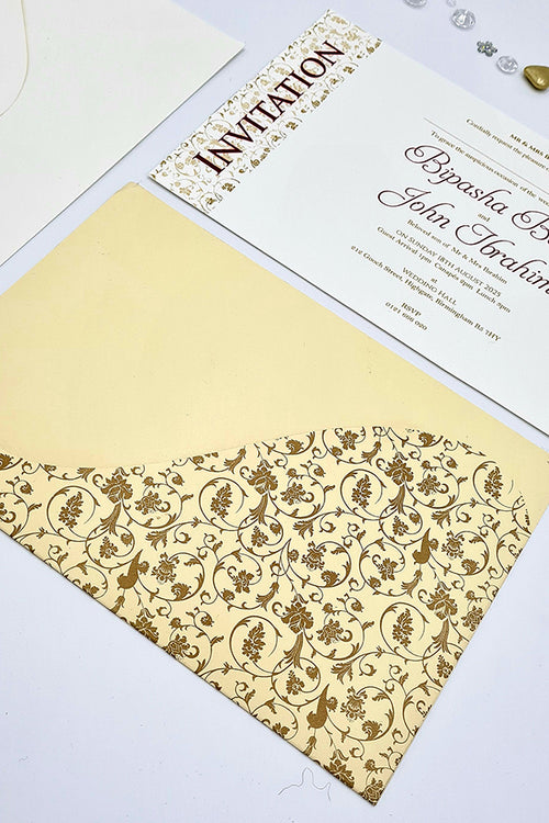 Load image into Gallery viewer, ABC 890 Vintage Floral Pocket Invitation in cream
