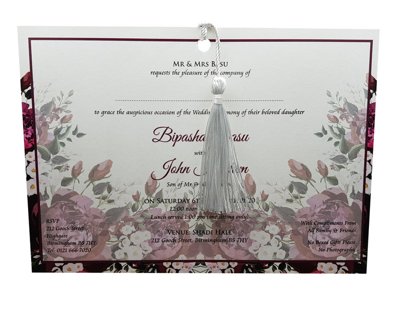 Bold Magenta Rose Invitation ABC 891