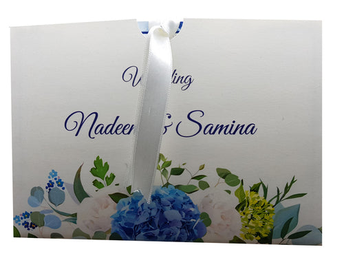 Load image into Gallery viewer, Blue Flower Pocket Invitation ABC 892
