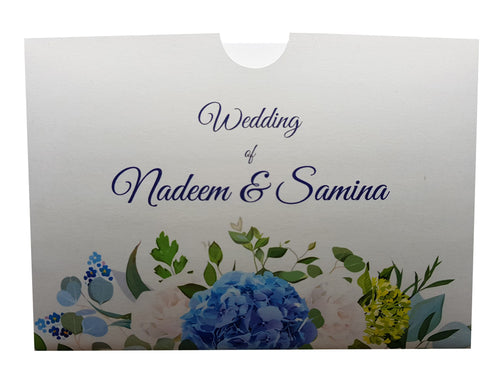 Load image into Gallery viewer, Blue Flower Pocket Invitation ABC 892
