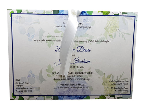 Load image into Gallery viewer, Blue Flower Pocket Invitation ABC 892
