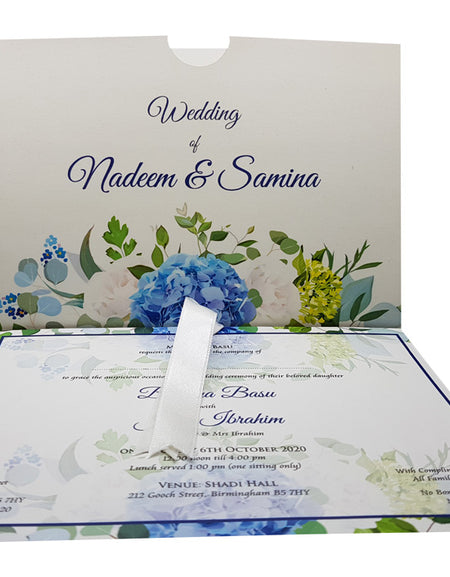 Blue Flower Pocket Invitation ABC 892