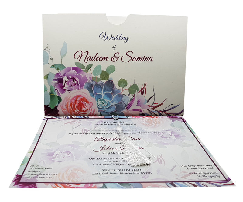 Colourful Bouquet Pocket Invitation ABC 893