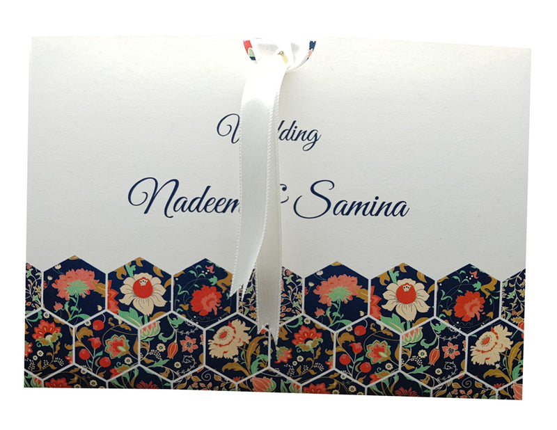 Abstract Floral Hex Invitation ABC 894