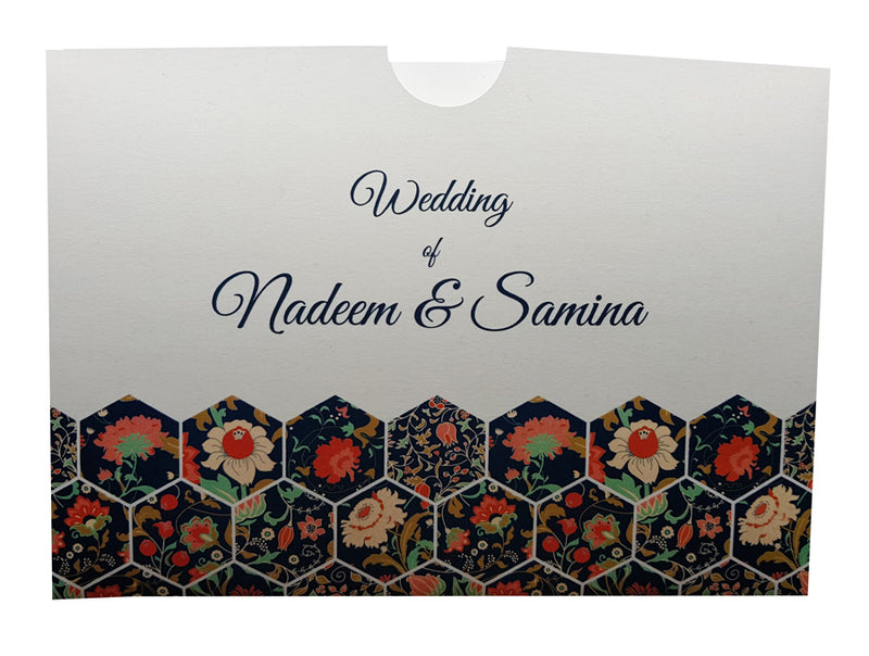 Abstract Floral Hex Invitation ABC 894