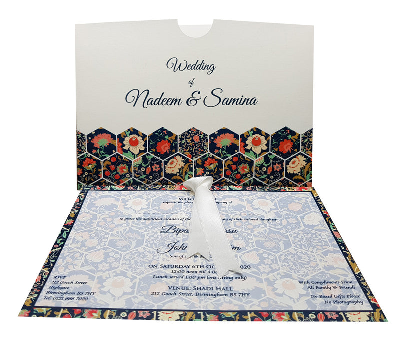 Abstract Floral Hex Invitation ABC 894